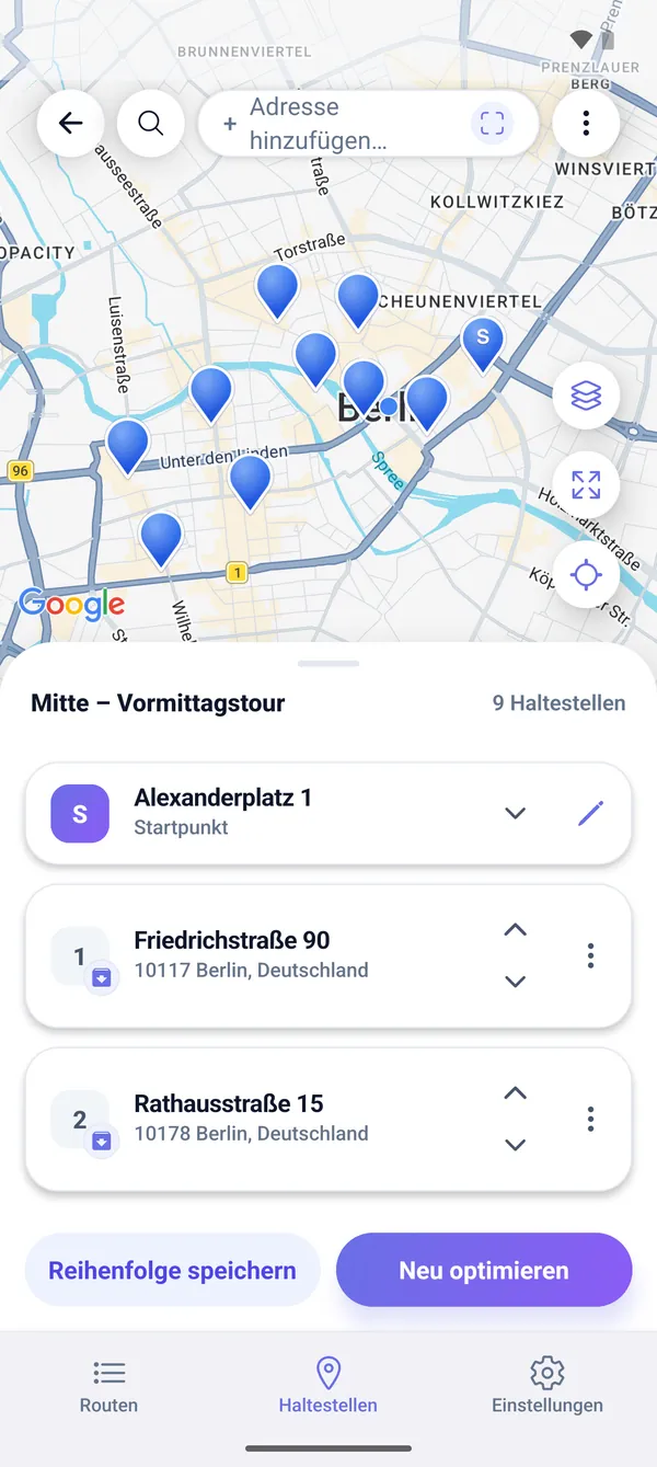 So planen Sie eine Mehrstoppen-Lieferroute auf der Karte