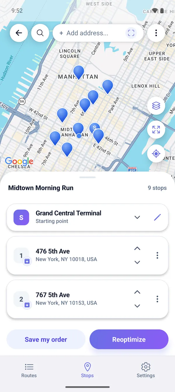 How to plan a multi-stop delivery route on the map