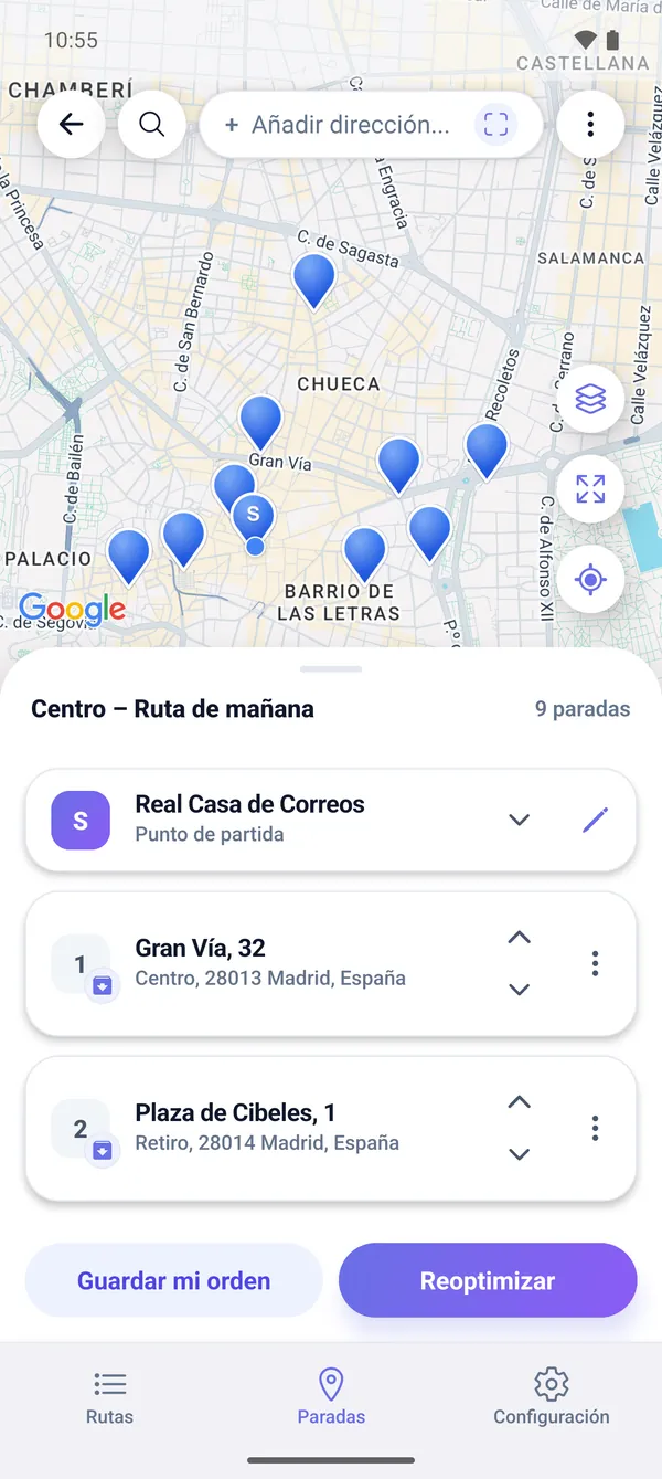 Cómo planificar una ruta multi-parada en el mapa