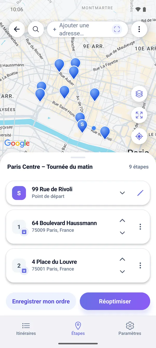Comment planifier une tournée multi-arrêts sur la carte