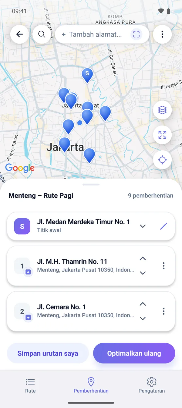 Cara merencanakan rute pengiriman multi-titik di peta