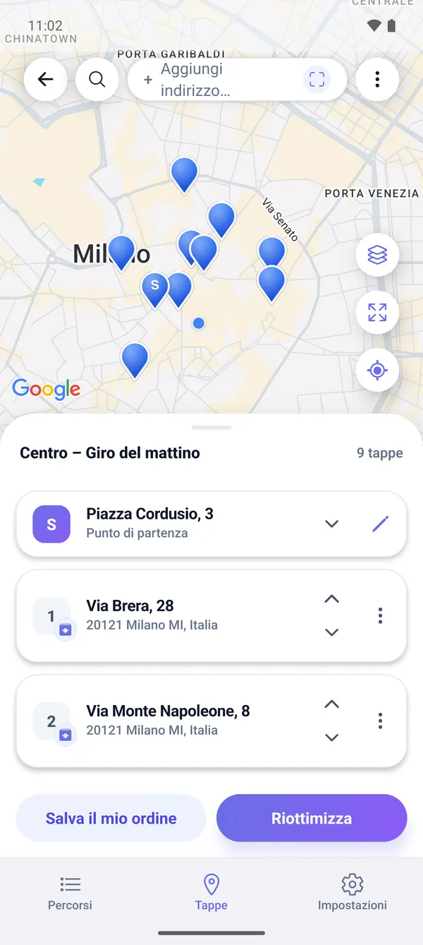 Come pianificare una consegna multi-tappa sulla mappa