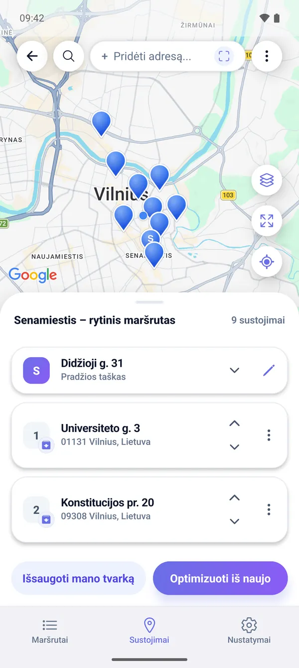 Kaip suplanuoti kelių sustojimų pristatymo maršrutą žemėlapyje