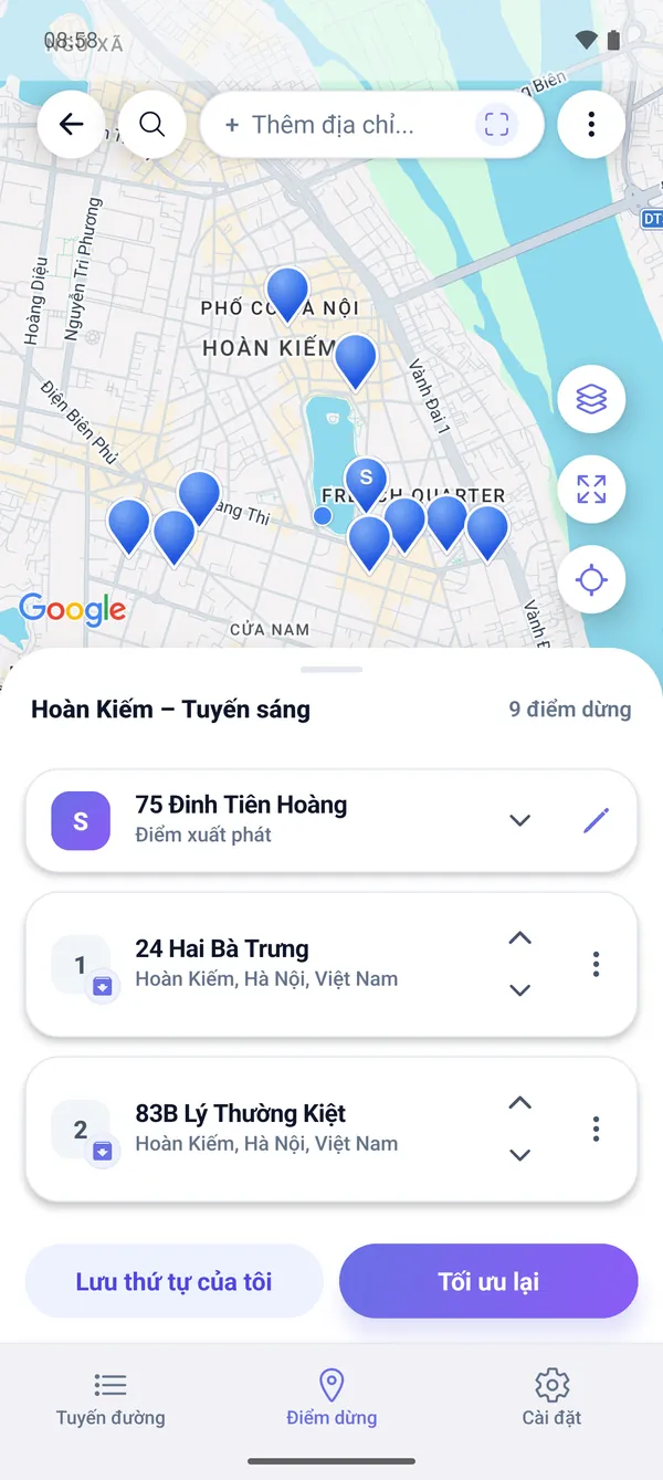 Cách lập lộ trình giao hàng nhiều điểm dừng trên bản đồ