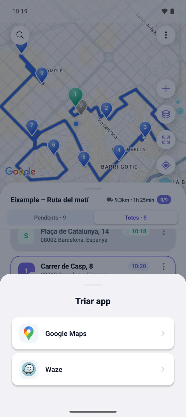 Com conduir la ruta (Google Maps i Waze)