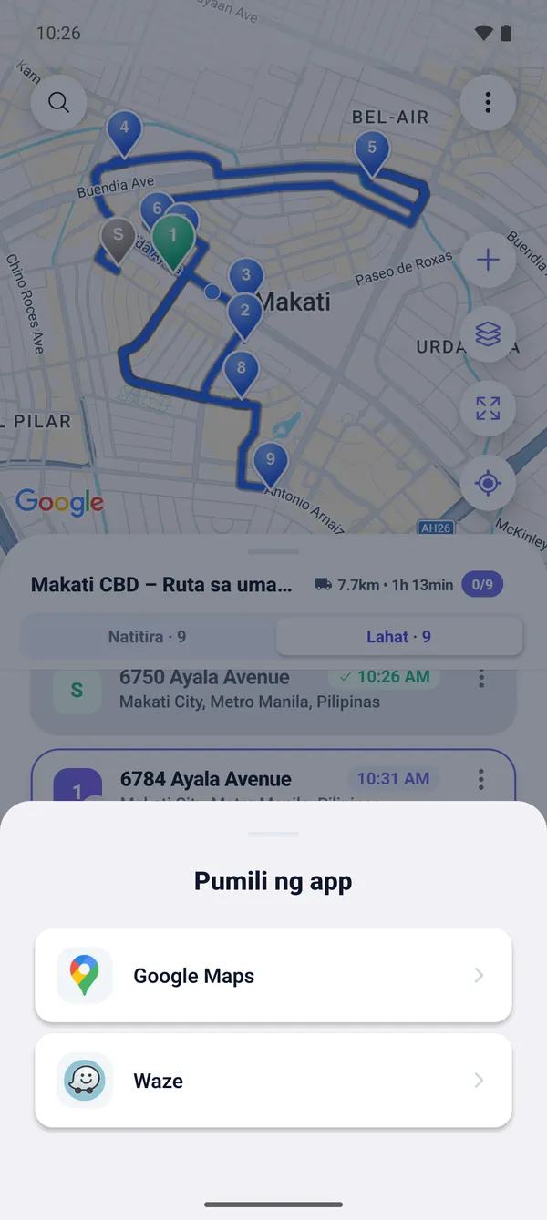 Paano magmaneho ng route (Google Maps at Waze)