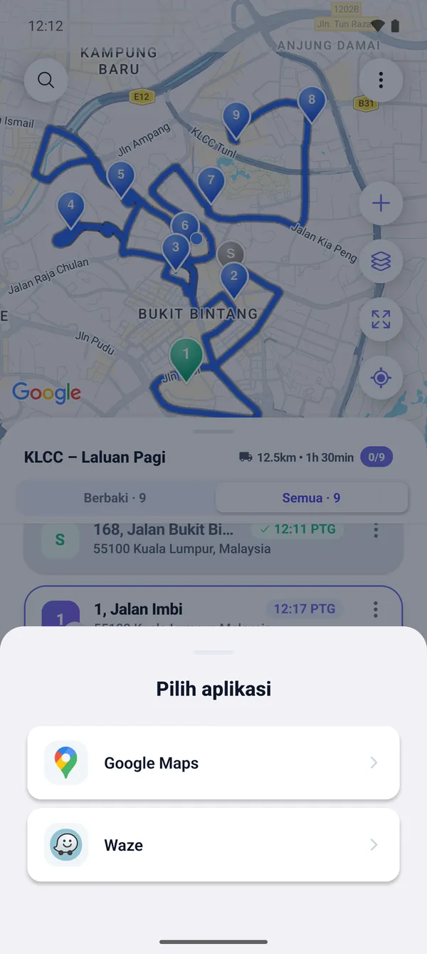 Cara memandu laluan (Google Maps & Waze)