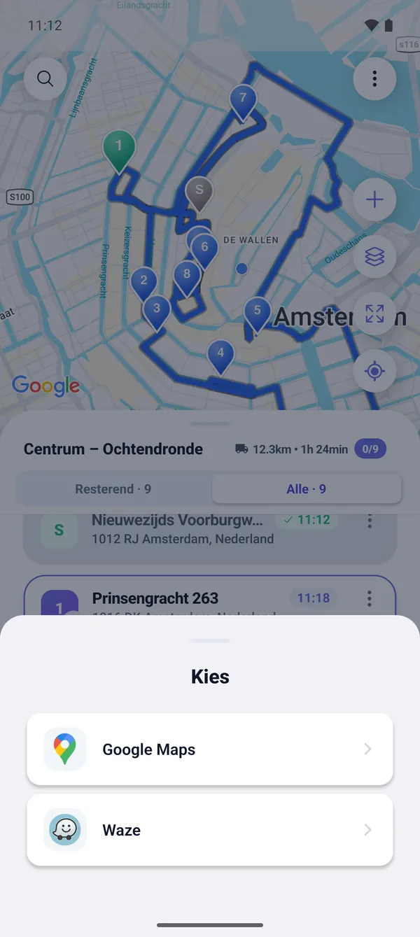 De route rijden (Google Maps en Waze)
