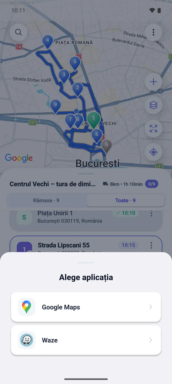 Cum conduci traseul (Google Maps și Waze)