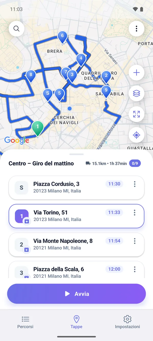 Come ottimizzare l’ordine delle fermate (ottimizzatore)