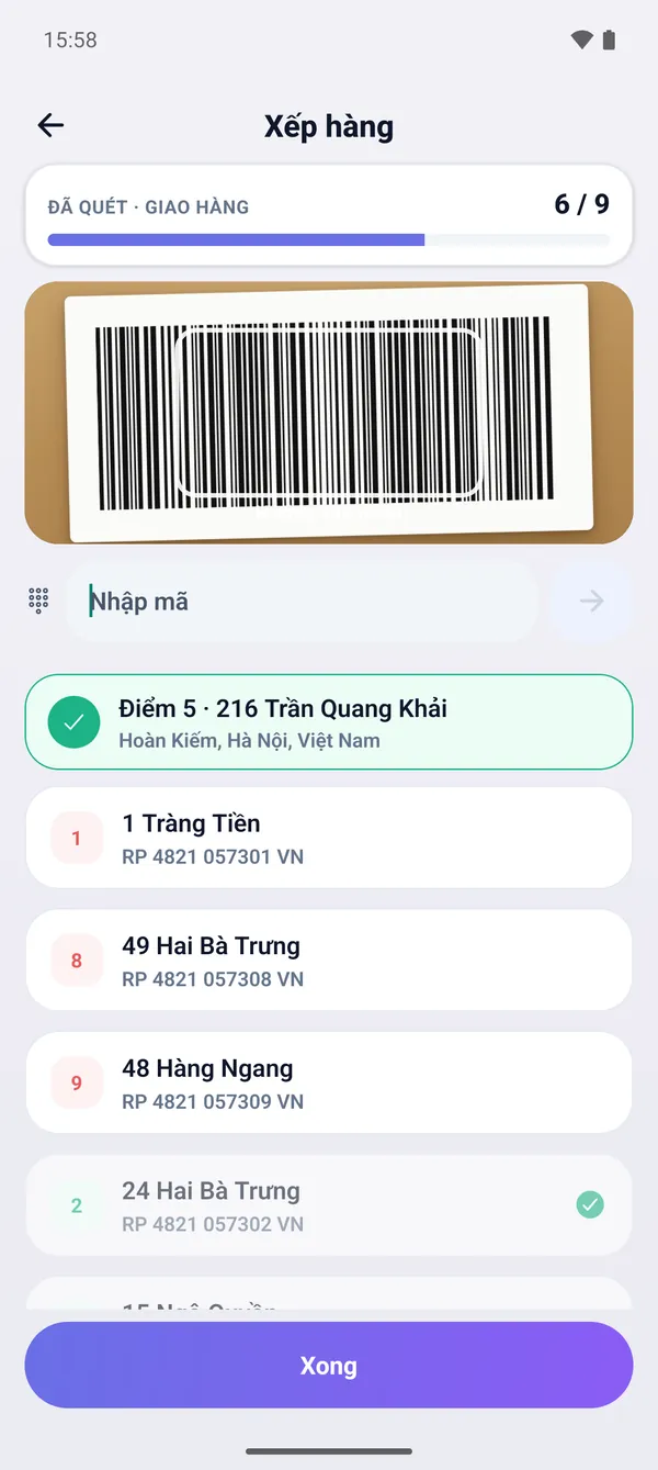 Xếp hàng và dỡ hàng bằng quét mã