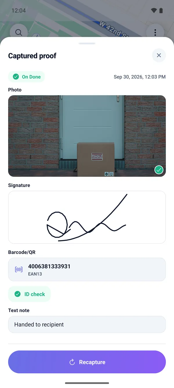 Proof of delivery