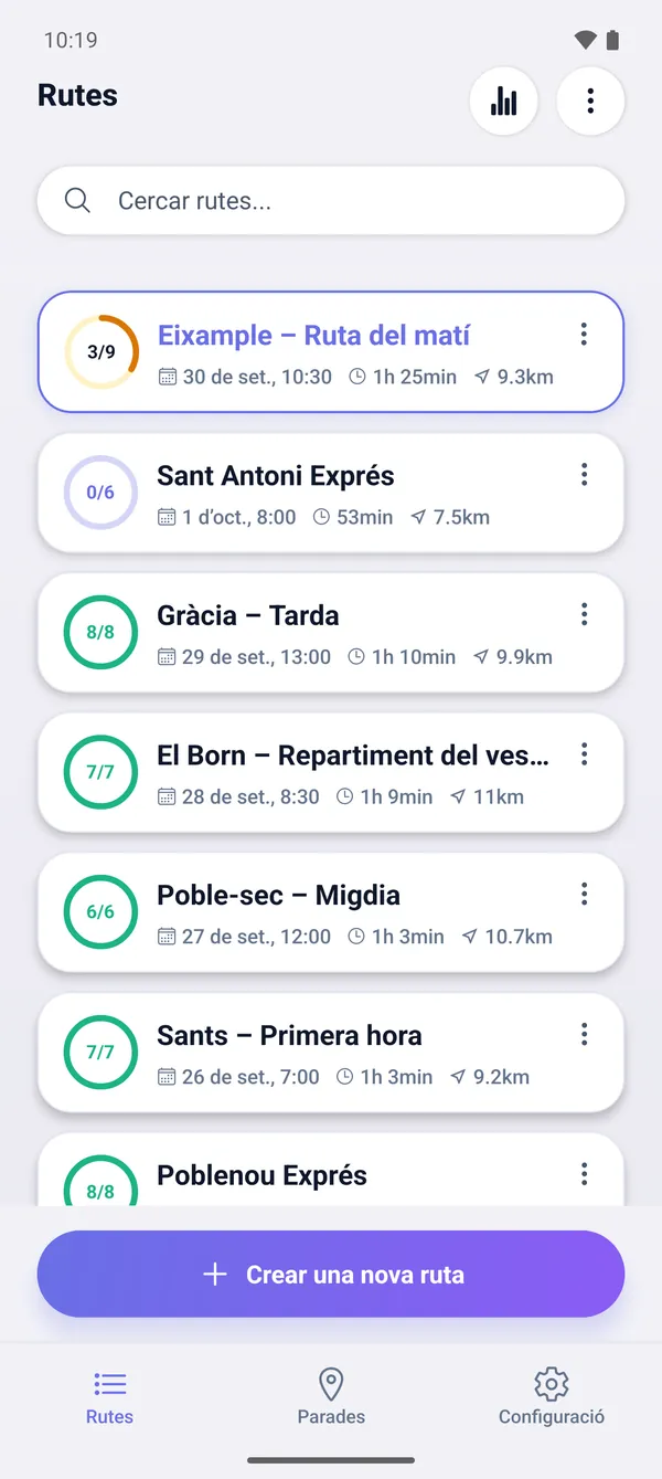 Com desar rutes i reprendre-les més tard