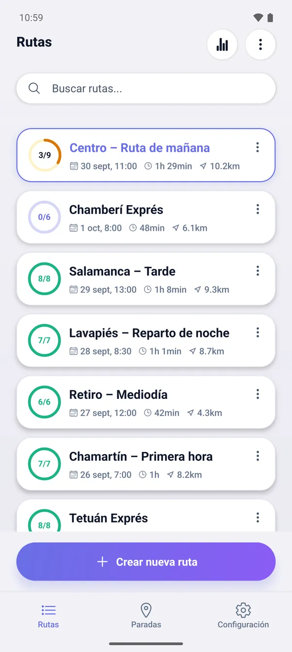 Cómo guardar rutas y retomarlas después