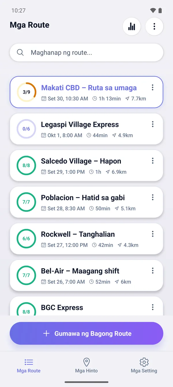 Paano mag-save ng routes at ipagpatuloy mamaya