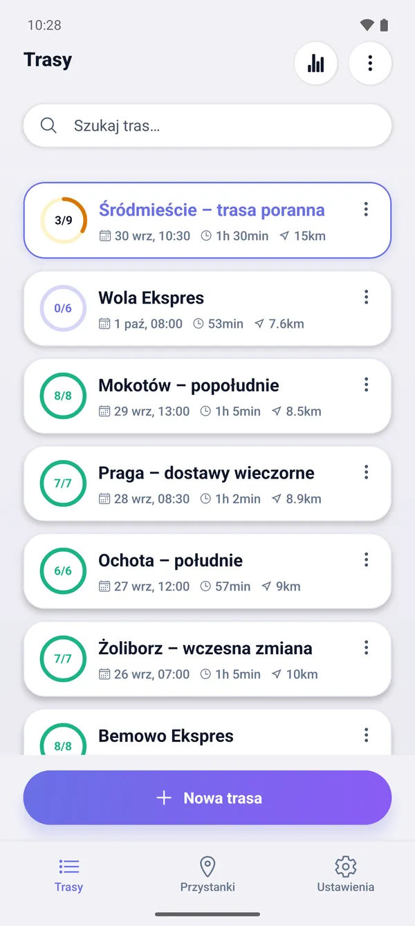 Jak zapisywać trasy i wznawiać je później