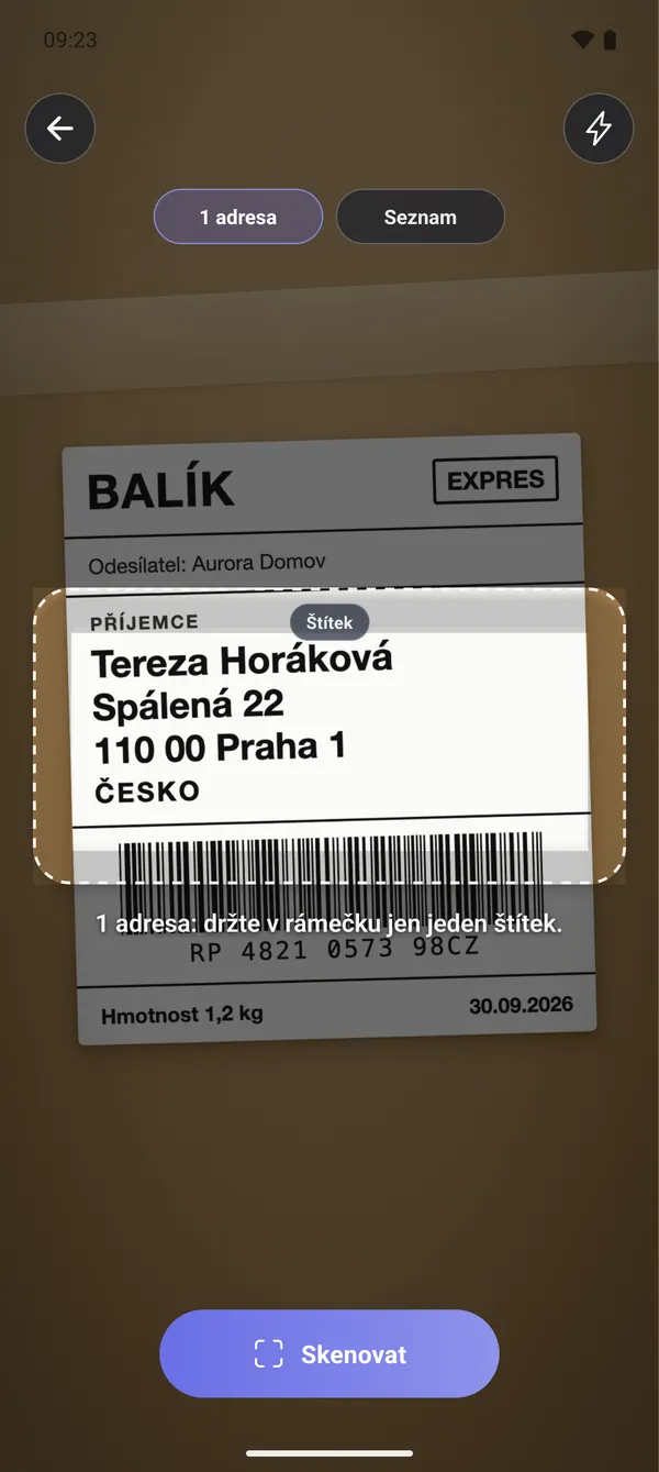 1 · Skenování štítku