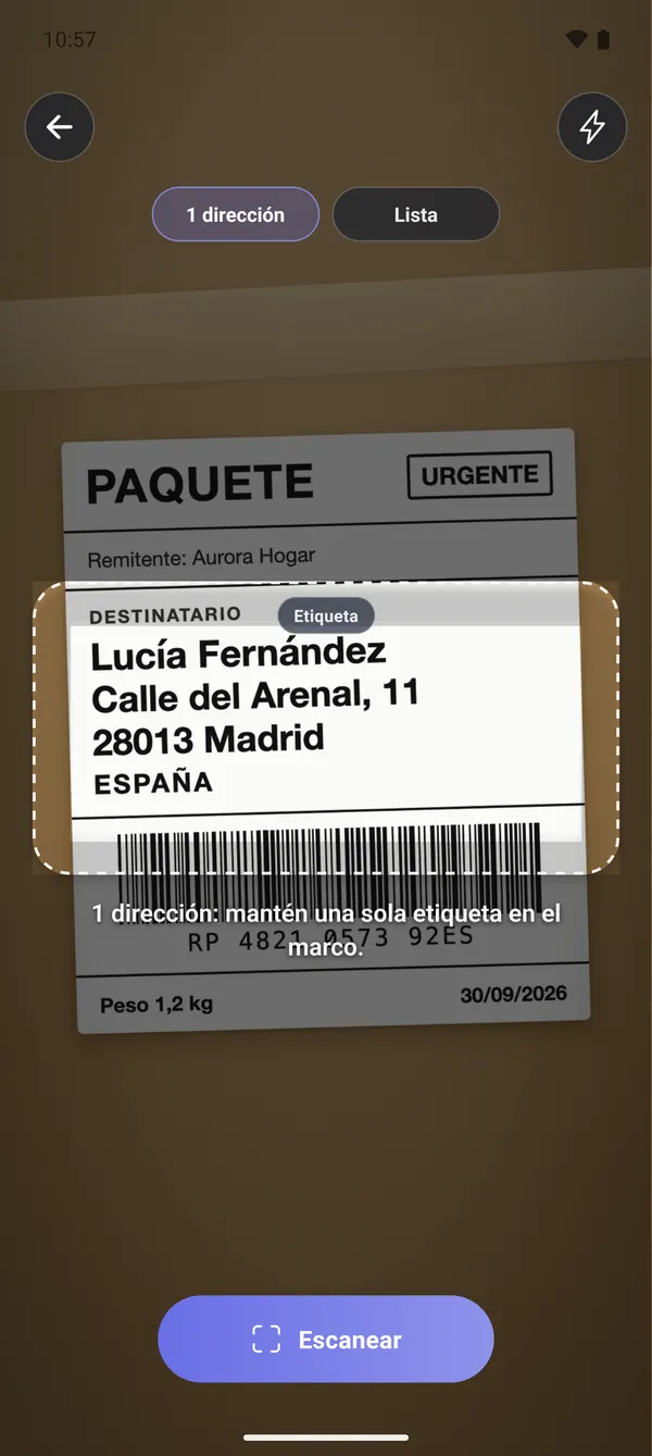 1 · Escanear la etiqueta