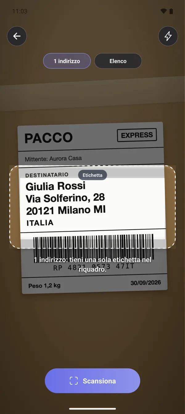 1 · Scansione etichetta