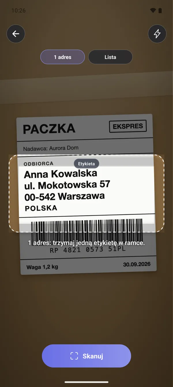 1 · Skanowanie etykiety