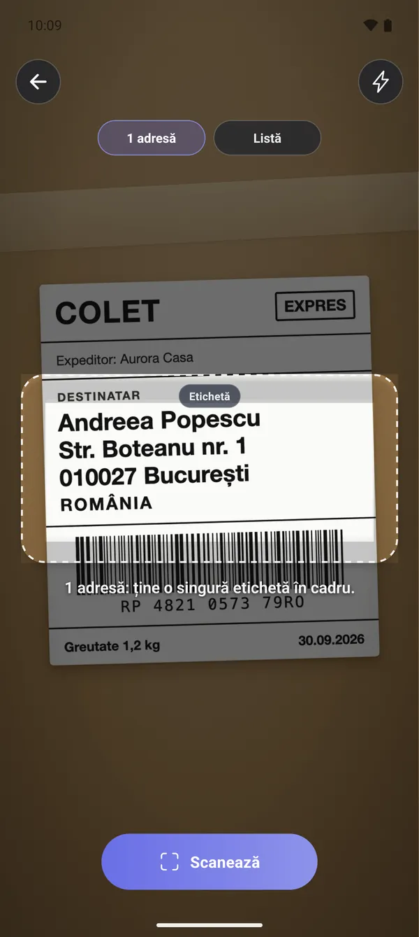 1 · Scanarea etichetei