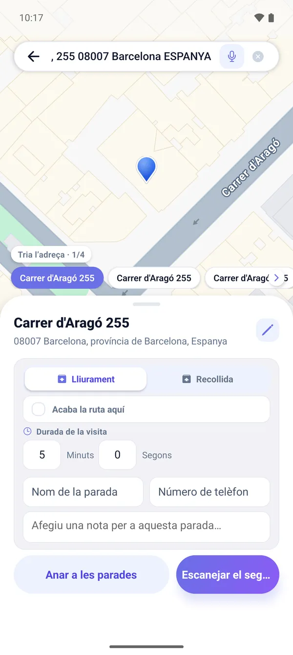 2 · Confirma i afegeix la parada