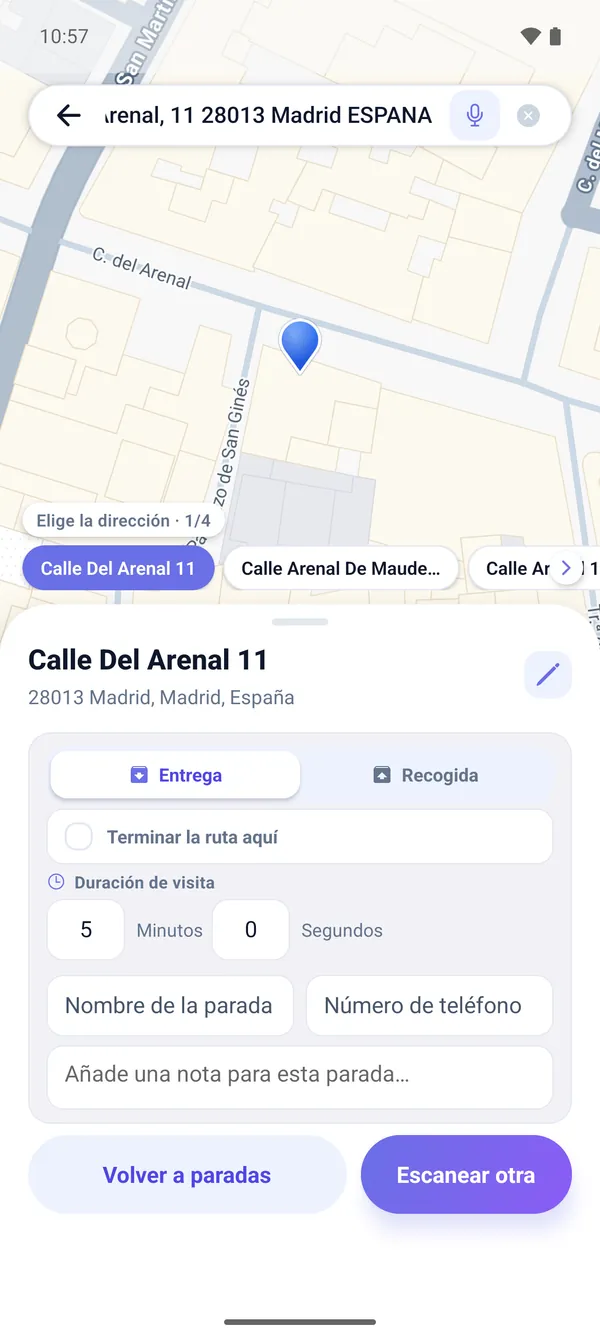 2 · Confirmar y añadir parada