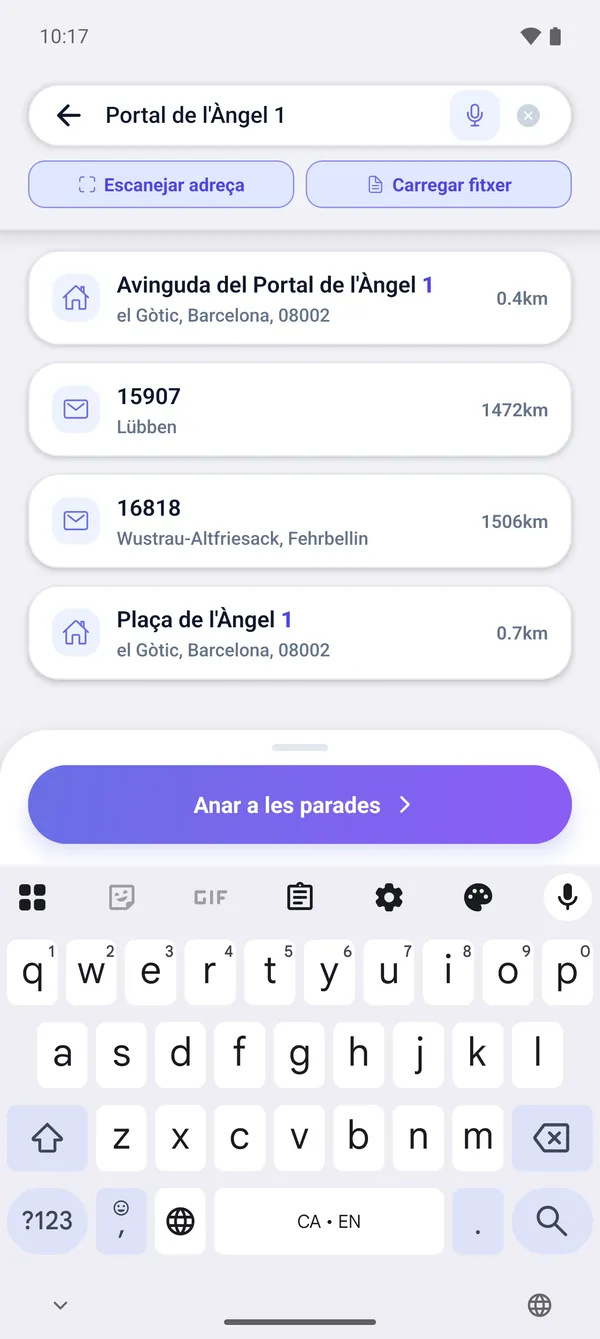 Com cercar una adreça i afegir una parada de repartiment