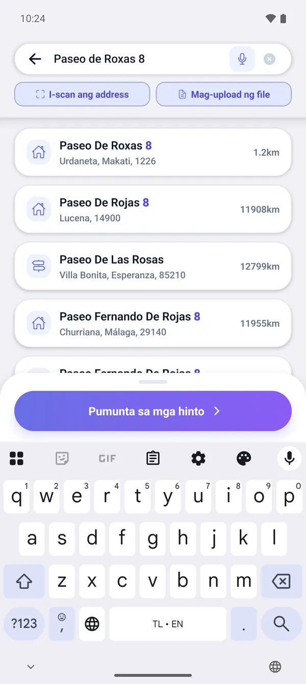 Paano maghanap ng address at magdagdag ng delivery stop