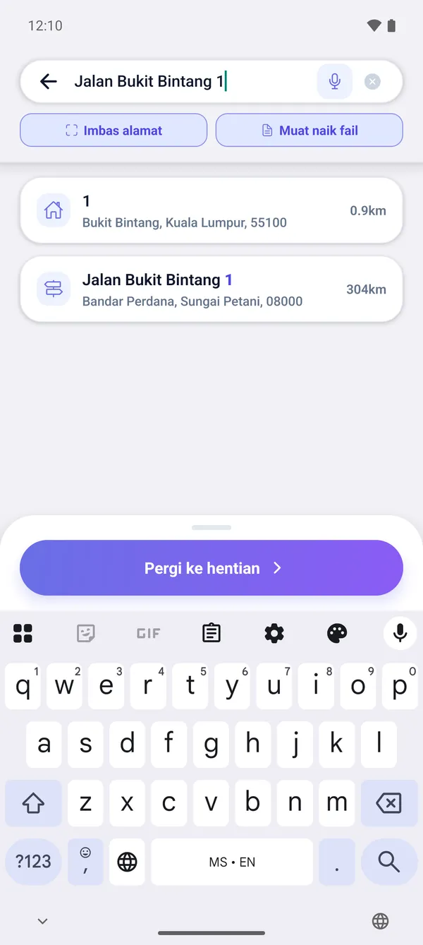 Cara mencari alamat dan menambah perhentian penghantaran
