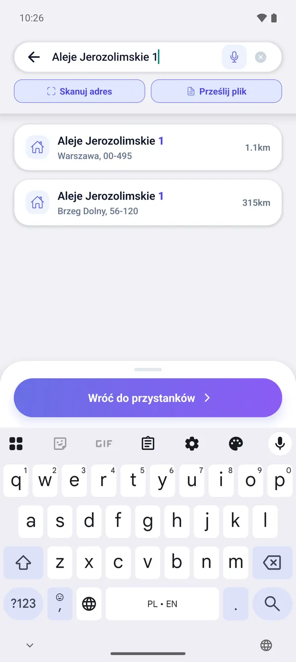 Jak wyszukać adres i dodać przystanek dostawy